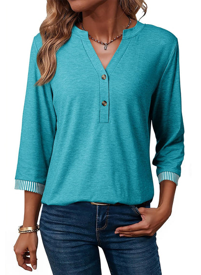 Women's 3/4 Sleeve Henley Top
