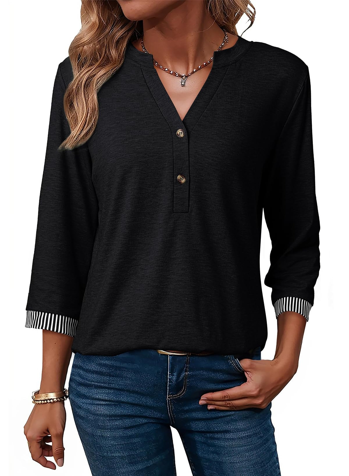 Women's 3/4 Sleeve Henley Top