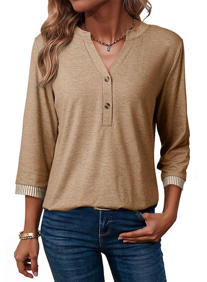 Women's 3/4 Sleeve Henley Top