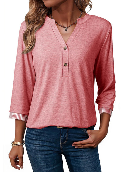 Women's 3/4 Sleeve Henley Top