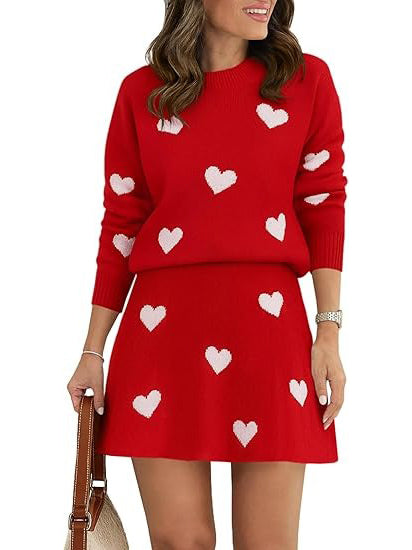 Women's Skirt 2 Piece Long Sleeve Crewneck Sweaters