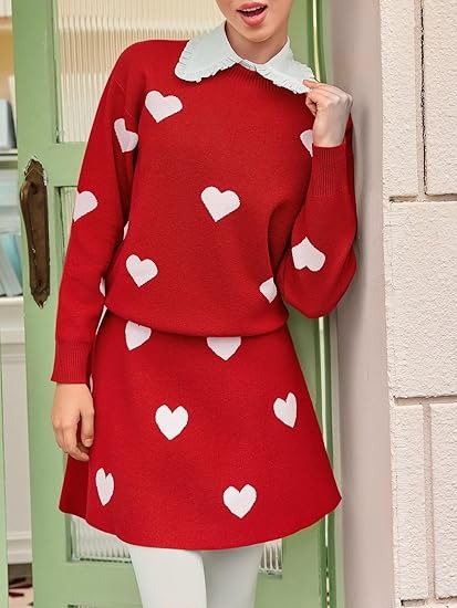 Women's Skirt 2 Piece Long Sleeve Crewneck Sweaters