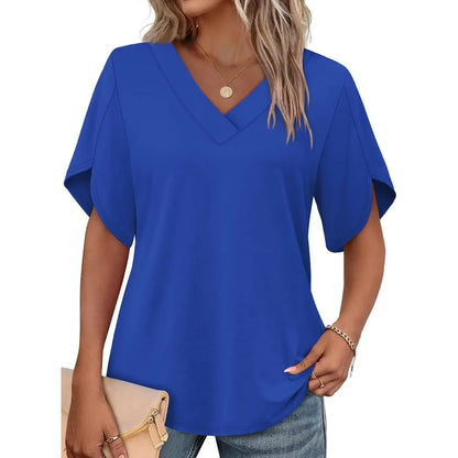 Limited time sale🔥Women's Summer Short Petal Sleeve Fashion V Neck Outfits Tops