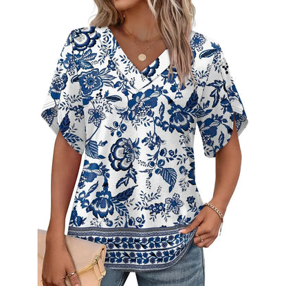Limited time sale🔥Women's Summer Short Petal Sleeve Fashion V Neck Outfits Tops