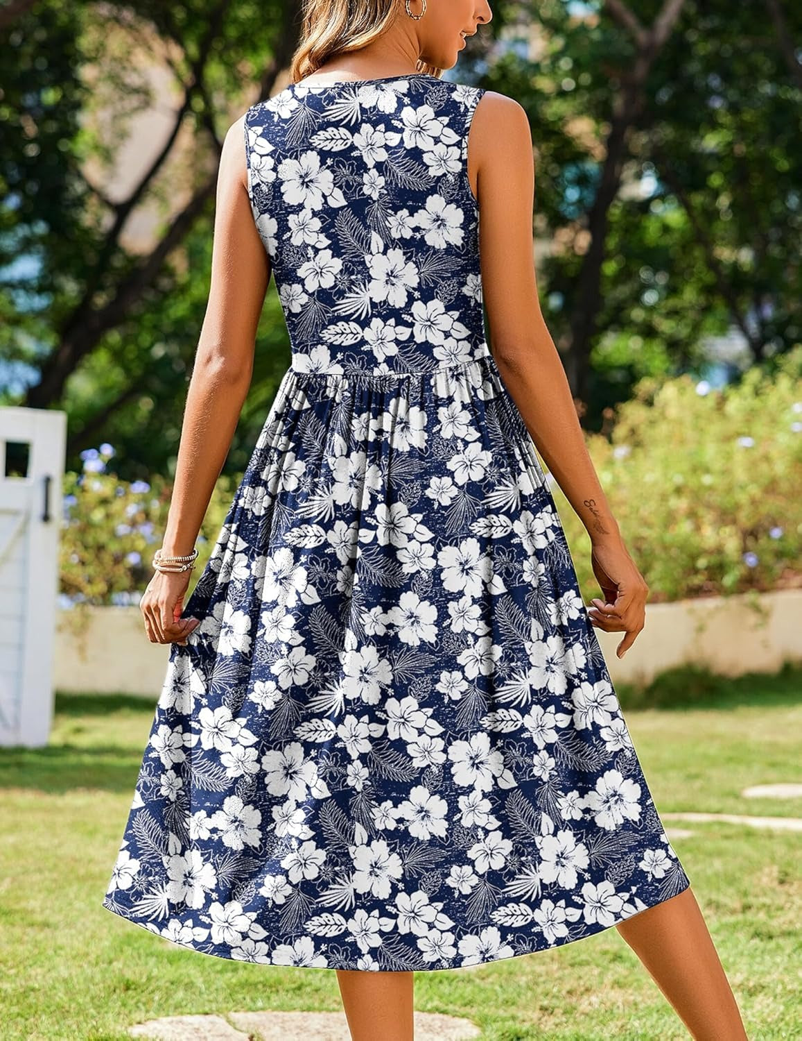 Women's Sleeveless A-Line Vest Midi Dress