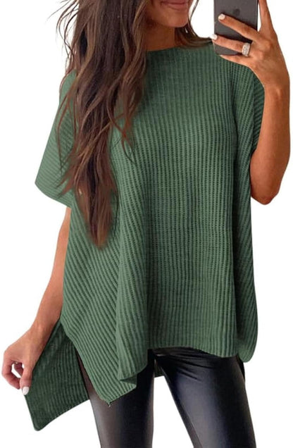 Limited time sale🔥Women's Lightweight Knit Batwing Short Sleeve Sweater