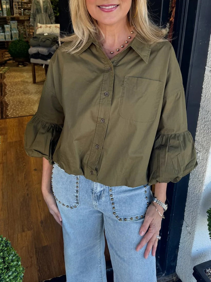 Women's Oversized Puff-Sleeve Shirt