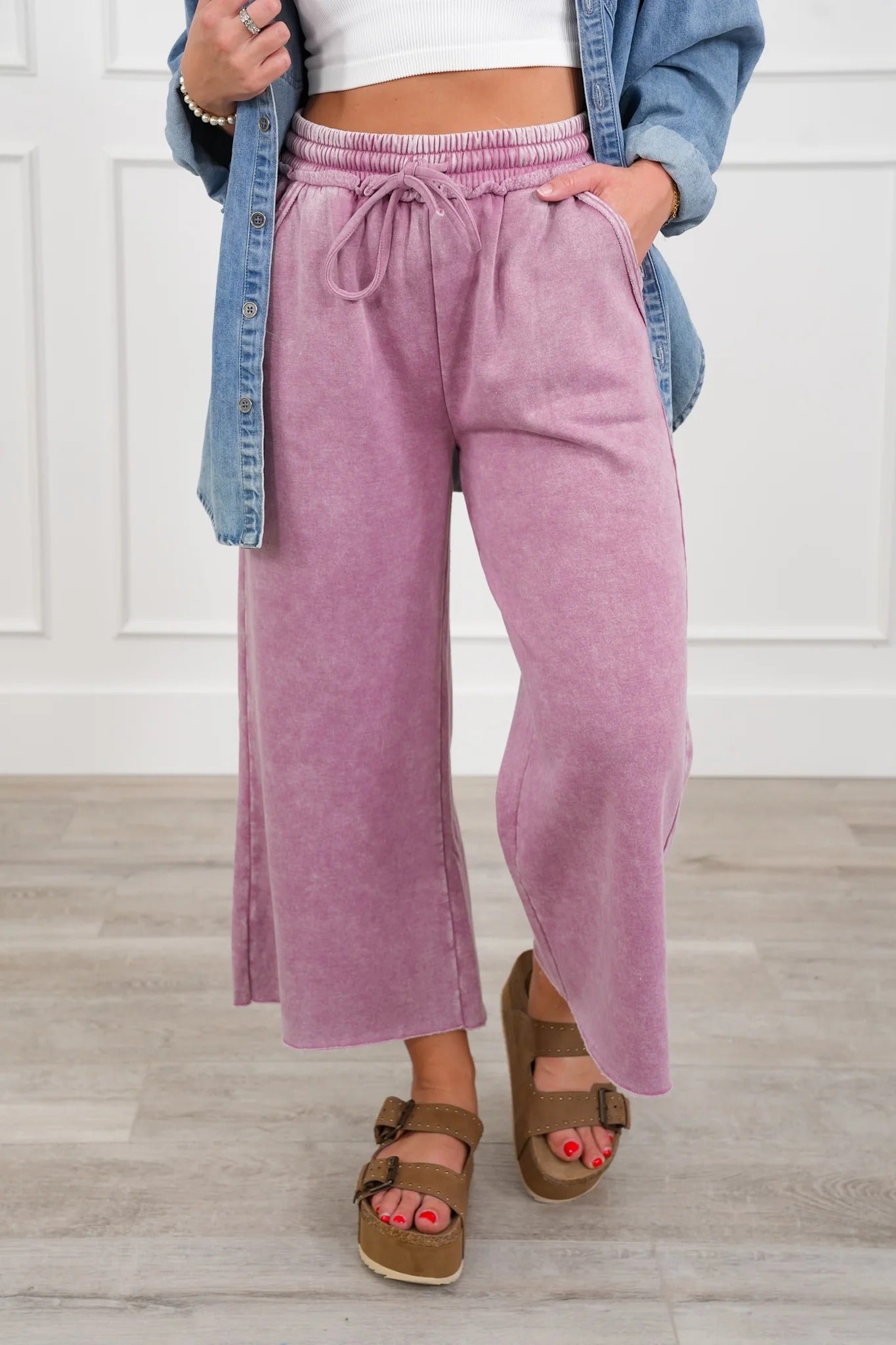 ✨ Women's Comfy Acid Wash Palazzo Sweatpants with Pockets