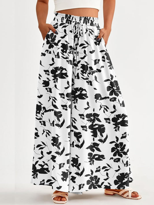 Women's Floral Print High Waist Wide Leg Pants