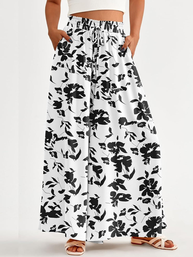 Women's Floral Print High Waist Wide Leg Pants
