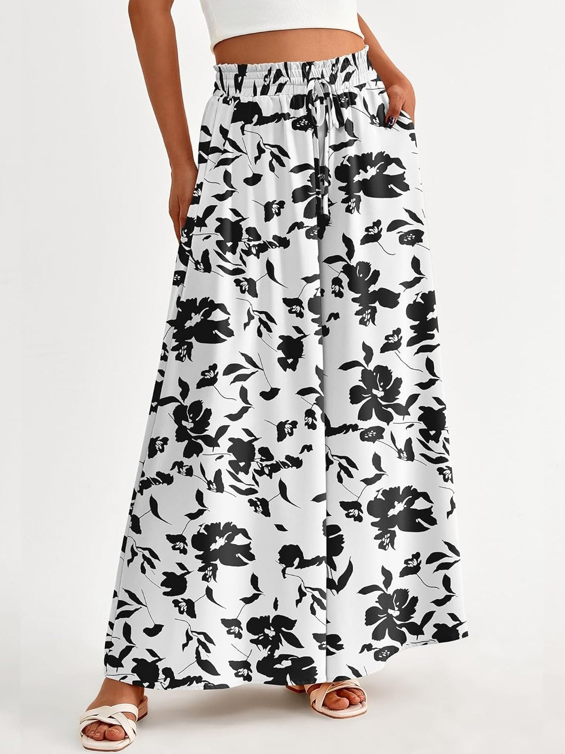 Women's Floral Print High Waist Wide Leg Pants