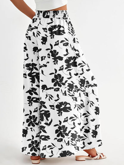 Women's Floral Print High Waist Wide Leg Pants