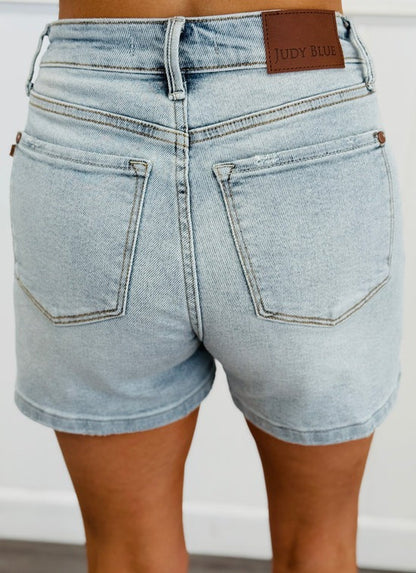 Women's Frayed Hem Denim Shorts With Pockets