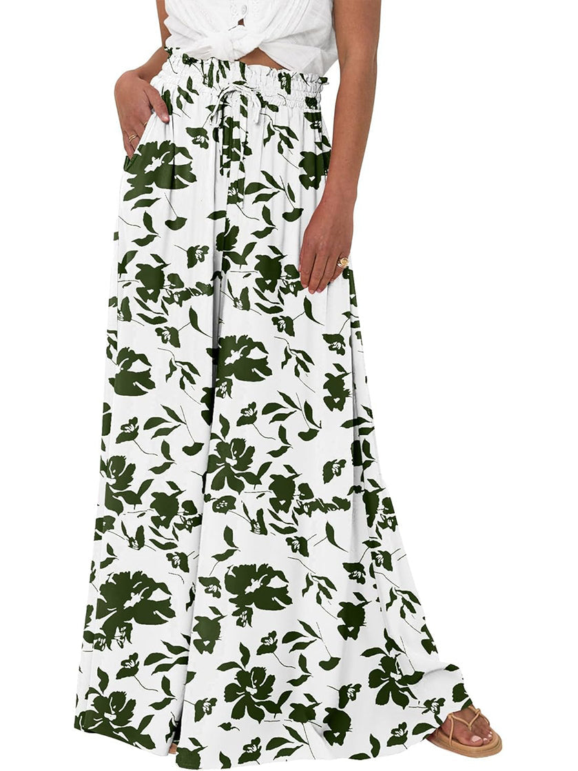 Women's Floral Print High Waist Wide Leg Pants