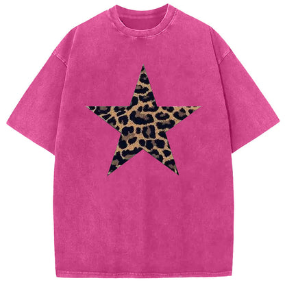 Acid Washed Shirts Five-Pointed Star Oversized Tee