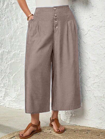 Women's Faux Denim Wide Leg Cropped Pants (Multi-color)