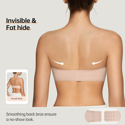 Women's Strapless Push Up Wireless Seamless Jelly Bandeau Bra