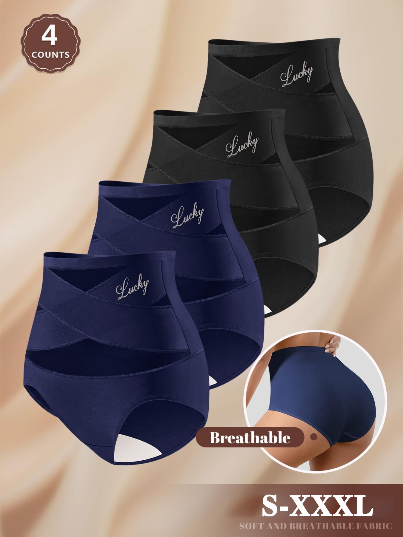 Women's High-Waisted Mesh Panties 4-Pack, Soft Breathable Seamless Underwear