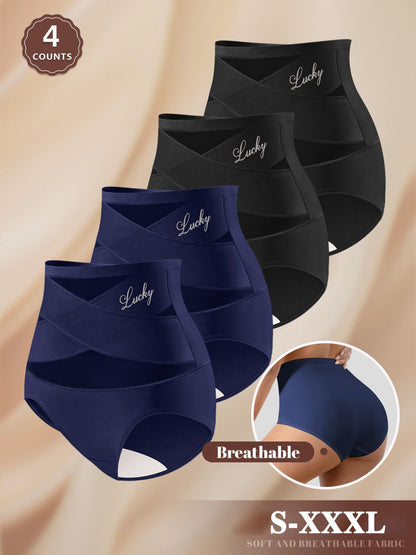 Women's High-Waisted Mesh Panties 4-Pack, Soft Breathable Seamless Underwear