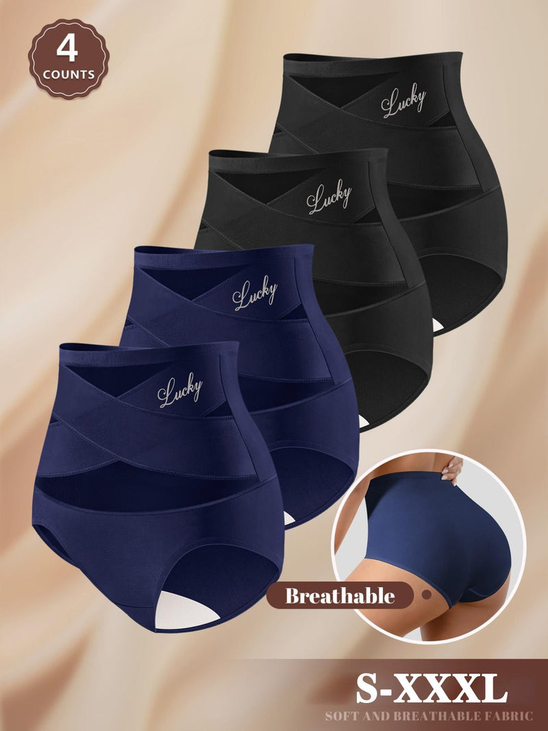 Women's High-Waisted Mesh Panties 4-Pack, Soft Breathable Seamless Underwear