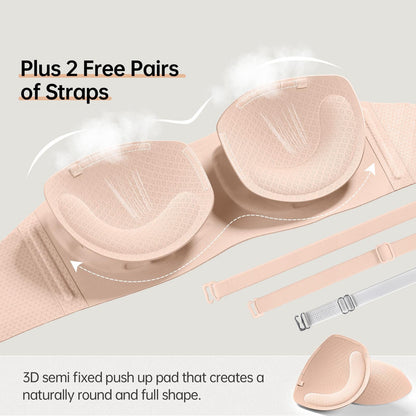 Women's Strapless Push Up Wireless Seamless Jelly Bandeau Bra