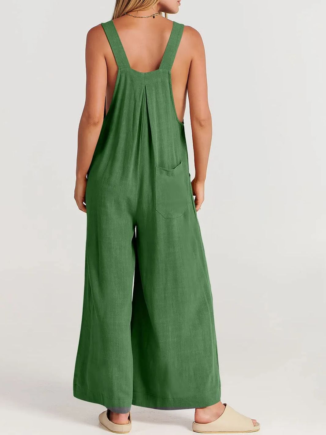 Women's Sleeveless Wide Leg Jumpsuit with Pockets
