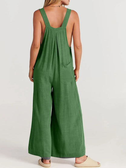 Women's Sleeveless Wide Leg Jumpsuit with Pockets