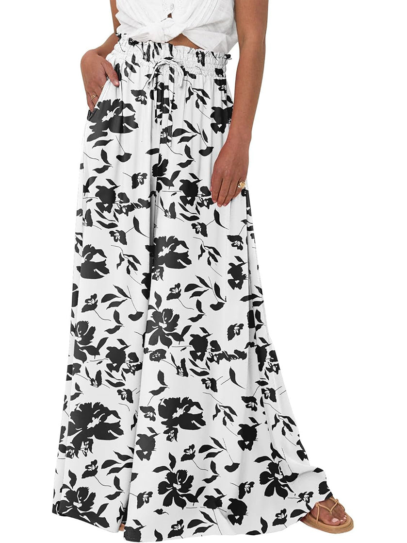 Women's Floral Print High Waist Wide Leg Pants