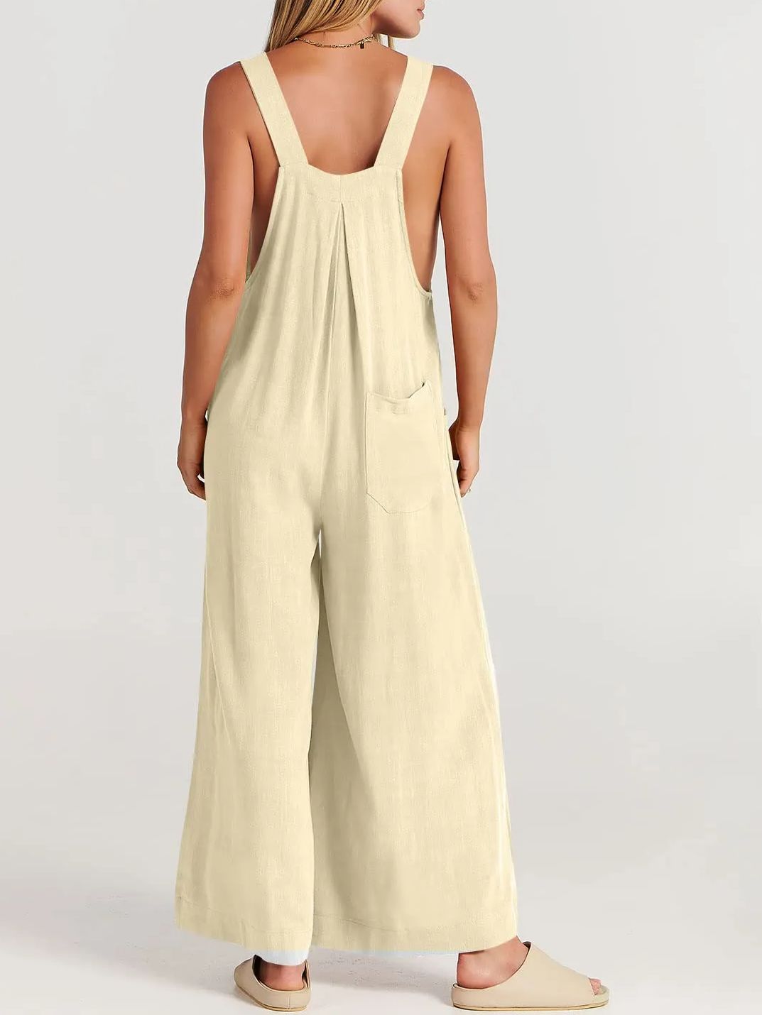 Women's Sleeveless Wide Leg Jumpsuit with Pockets