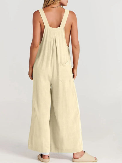 Women's Sleeveless Wide Leg Jumpsuit with Pockets