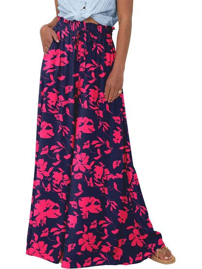 Women's Floral Print High Waist Wide Leg Pants