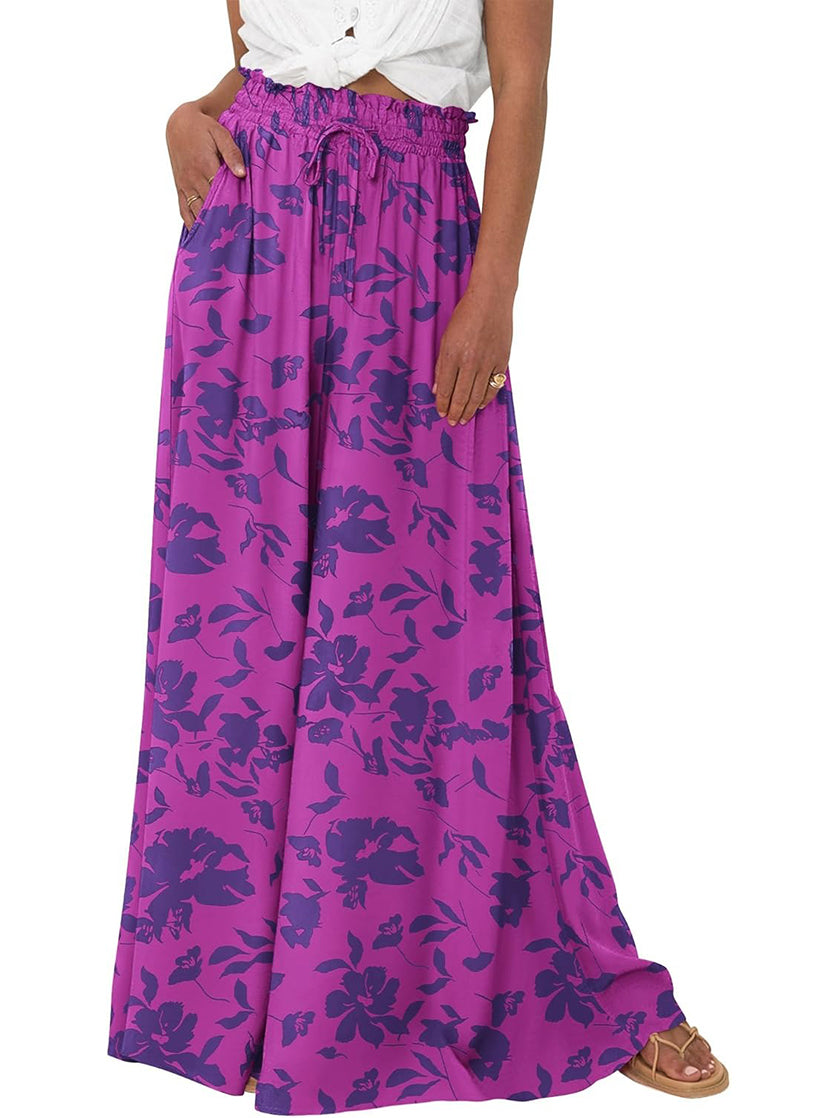 Women's Floral Print High Waist Wide Leg Pants