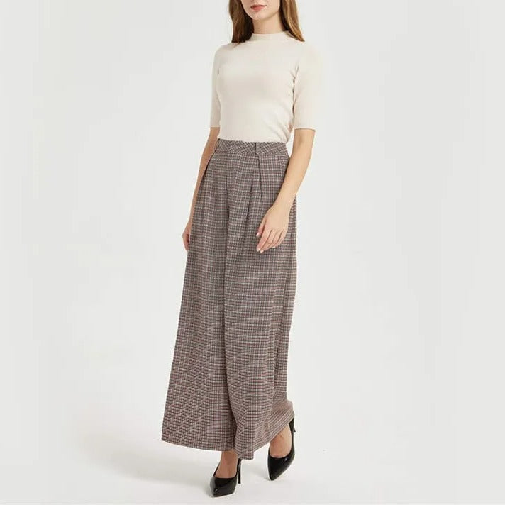 Women High Waist Casual Wide Leg Trousers
